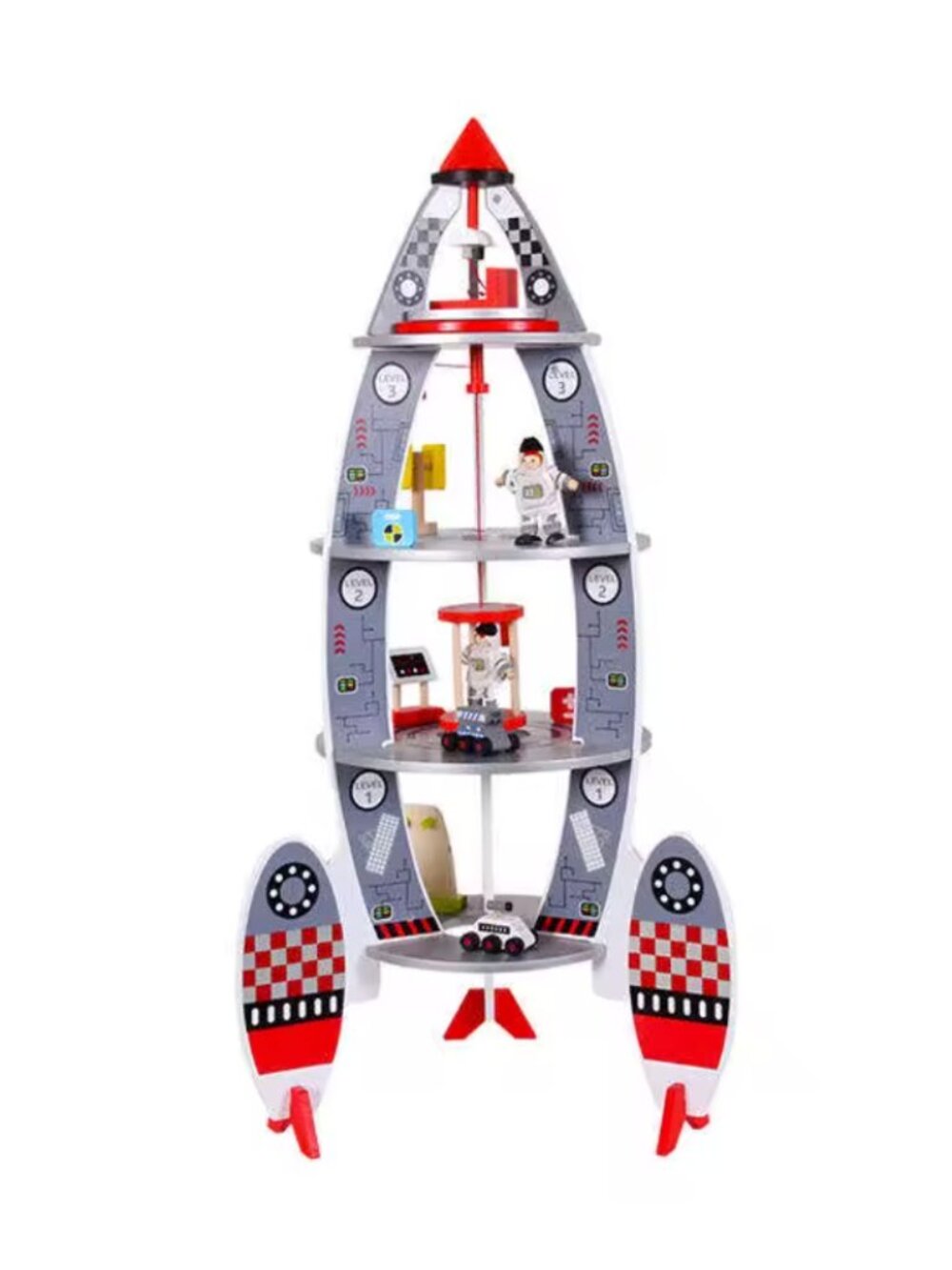 Large Wooden Rocket Ship Playset for Kids, Montessori Space Astronaut Toy - Picture 16 of 16